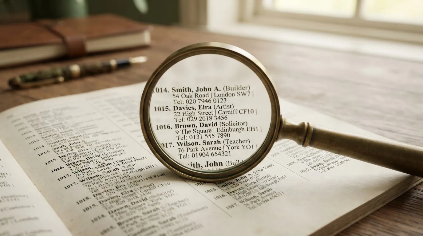 A magnifying glass rests over a printed regulatory certificate on a wooden desk.