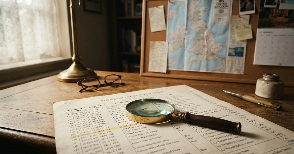 A magnifying glass held over a printed gambling licence certificate on a desk, with a UK map faintly visible in the background