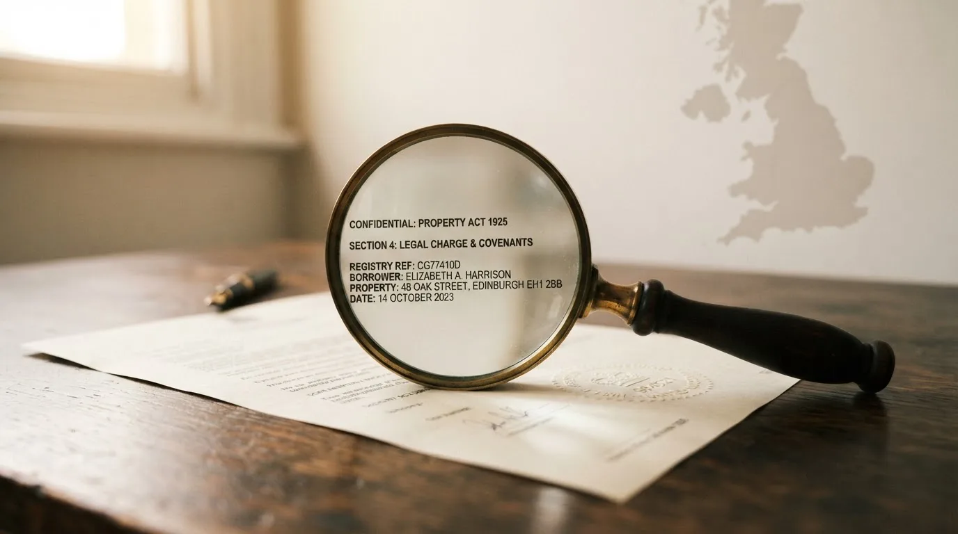 A magnifying glass held over a printed gambling licence certificate on a desk, with a UK map faintly visible in the background